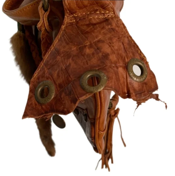 NWOT Rare Caterina Lucchi Boho Vintage Croc Leather with Coin Emb. Handbag - Picture 8 of 9